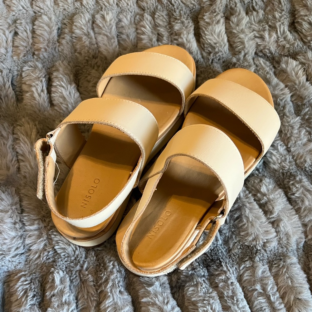 Nisolo Platform Sandals in Bone Size 7